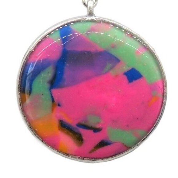 Pink Confetti Circle Earrings - Picture 3 of 5